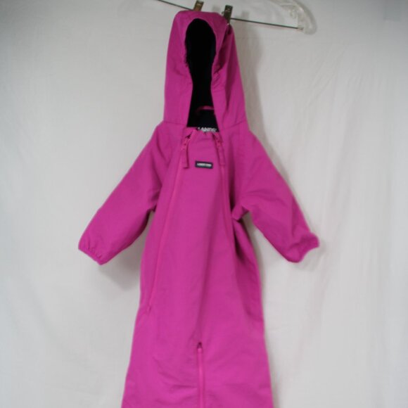 Lands End Bunting Snowsuit 6-12 Months Girl Hot Pink Double Zipper Fleece - Picture 1 of 8